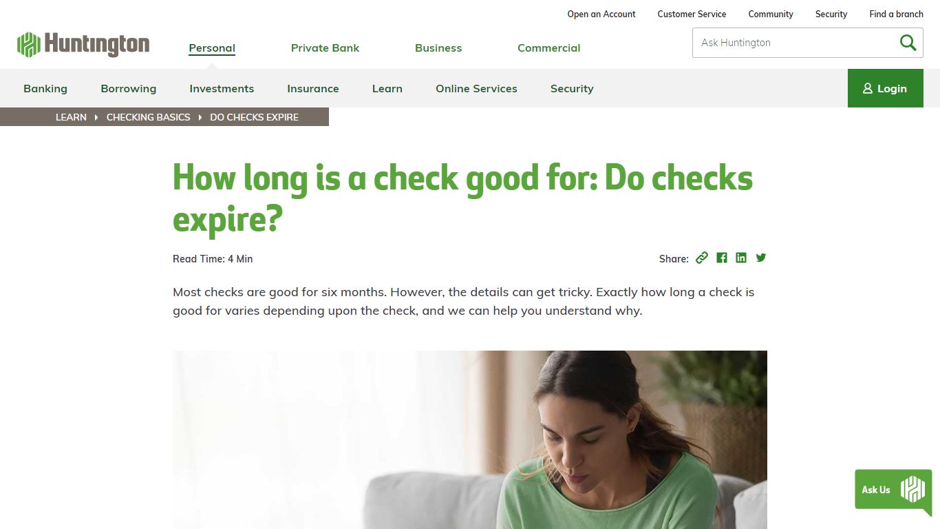 How long is a check good for: Do checks expire? - Huntington Bank