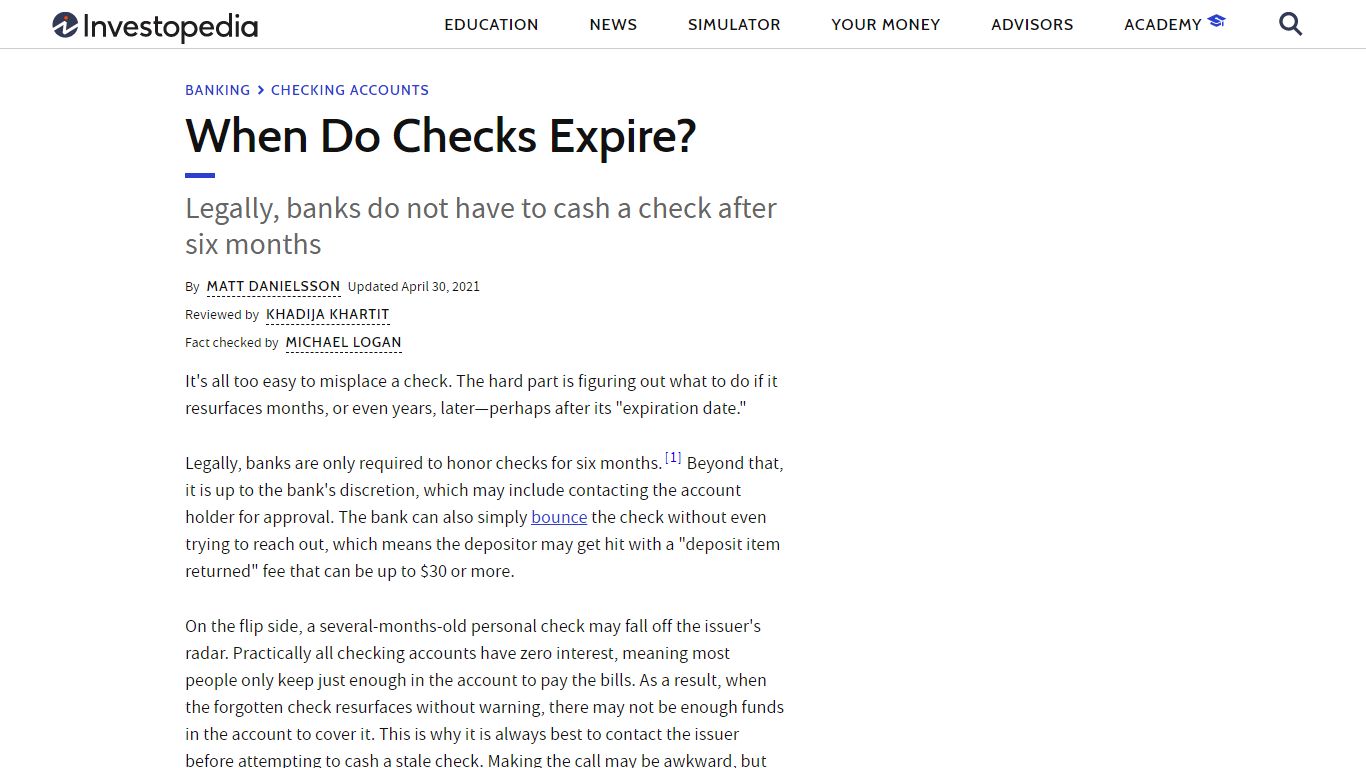 When Do Checks Expire? Is There a Grace Period? - Investopedia