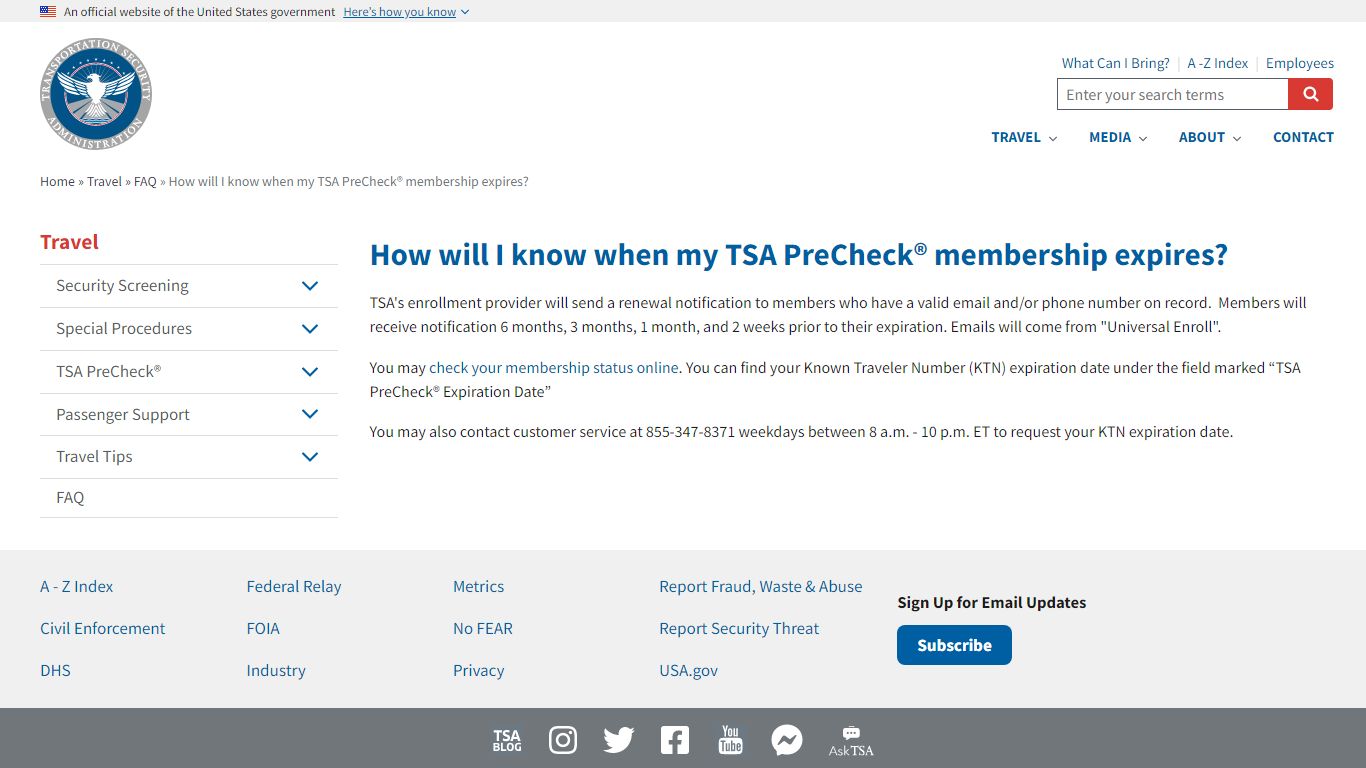 How will I know when my TSA PreCheck® membership expires ...